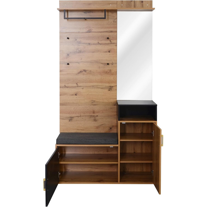 Набір вішалок для одягу Ymkua настінна вішалка, набір вішалок для передпокою з підставкою для взуття, дзеркалом і подушками, набір