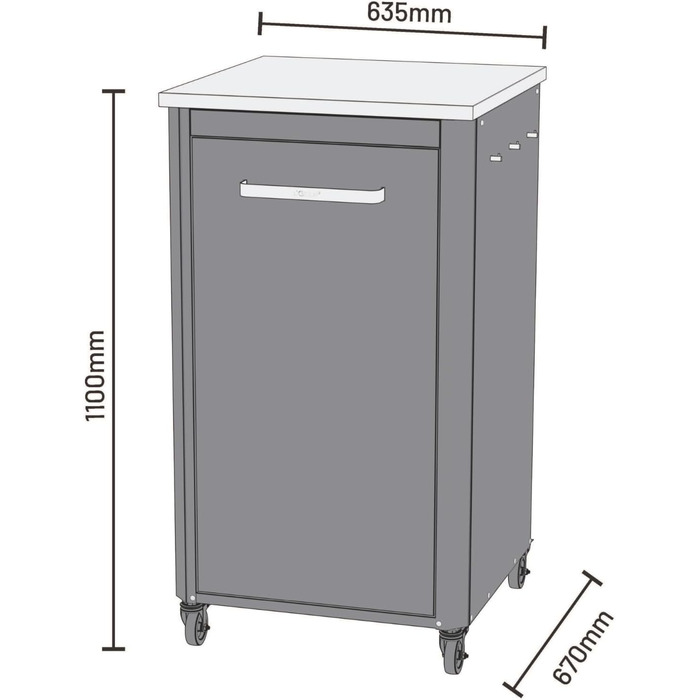 Вулична кухня cozze Висота 110 см Стільниця з нержавіючої сталі Модульна конструкція З місцем для зберігання та гачками Всепогодна та міцна Для печі для піци та гриля 90537