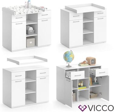 Пеленальний столик Vicco Leonie, пеленальний блок для комода, білий, 113 x 100 см