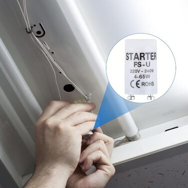 Люмінесцентна лампа на 6 стартерів, універсальний стартер для люмінесцентних ламп ST111, 4-65W, 220-240V, міцний і надійний стартер для люмінесцентних ламп, підходить для побутового та комерційного використання (6 шт.)