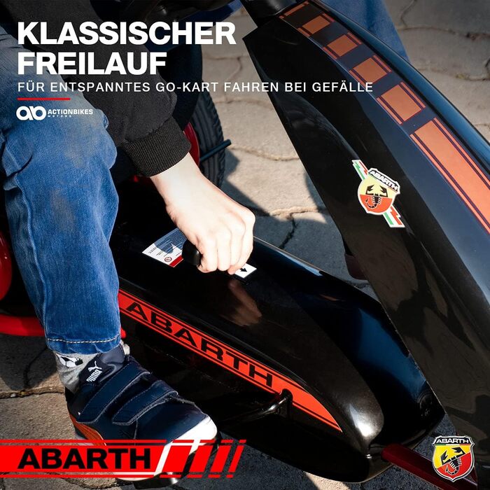 Екшн-велосипеди Motors GoKart Abarth FS595 Kettcar - Картинг - Педальний автомобіль з ручним гальмом - Закритий корпус з ланцюгом