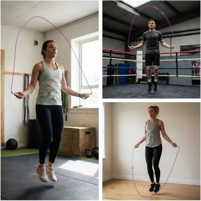 Професійна швидкісна скакалка Elevate Rope, регульована, 3 м, ПВХ 5 мм з нейлоновим сердечником для кардіо, подвійних стрибків та кросфіту, міцна скакалка для тренувань у приміщенні/на вулиці (фіолетова)