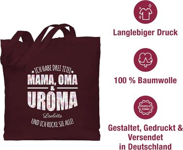 Подарунок з іменем, персоналізований Shirtracer - Бавовняна сумка - Бабуся - У мене три титули Мама, бабуся і прабабуся - Подарунки для прабабусі День матері Подарунок для прабабусі 1 Бордо червоний