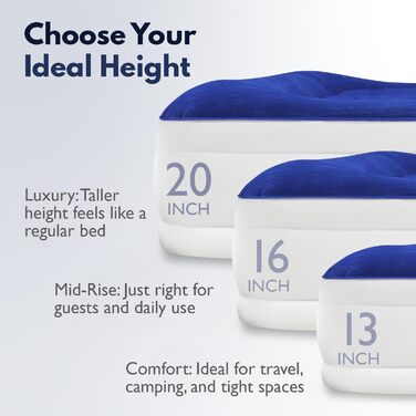 Надувний матрац King Koil King із вбудованим високошвидкісним насосом, ідеально підходить для дому, кемпінгу, гостей, розкішний двомісний надувний матрац, 20-дюймовий розкішний надувний матрац California King Blue