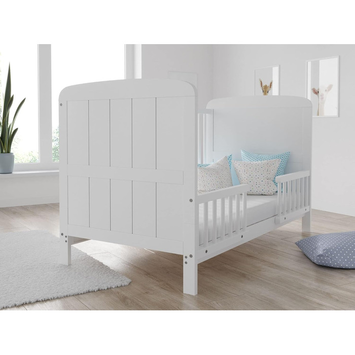 Дитяче ліжечко/спальне місце Love For Sleep 70x140 см з захисним бар&39єром, що трансформується, біле, Maddox, дитяче ліжко, дерев&39яне - Дитяче ліжко, Ліжечко-трансформер