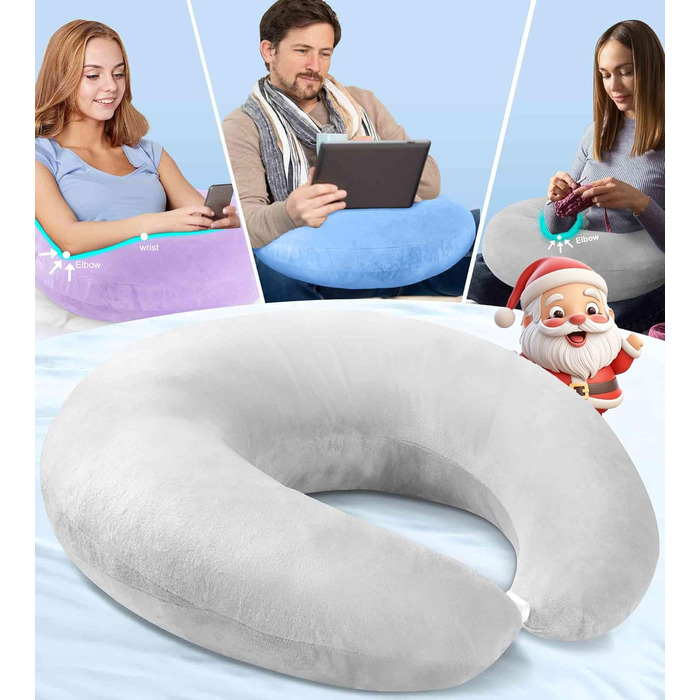 Подушка для читання/ігор у ліжку, для дорослих та дітей подушка для колінного столу для сидіння в ліжку/дивані/на підлозі компактна подушка-підлокітник для читання/ігор/роботи/в&39язання гачком для покращення сірого кольору.