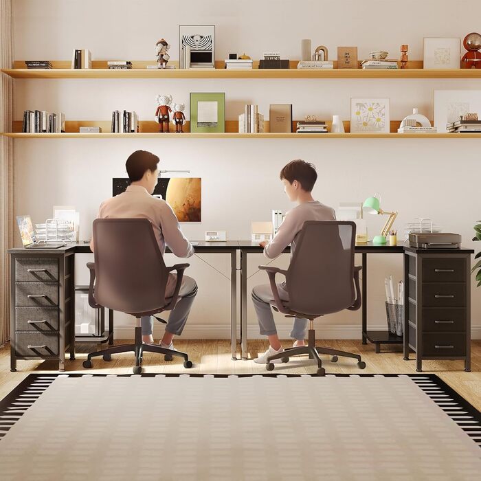 Кутовий письмовий стіл Coleshome, 120x70 см, L-подібний стіл з 4 шухлядами, двосторонній комп&39ютерний стіл для офісу, кабінету, спальні, чорний 120 70 см