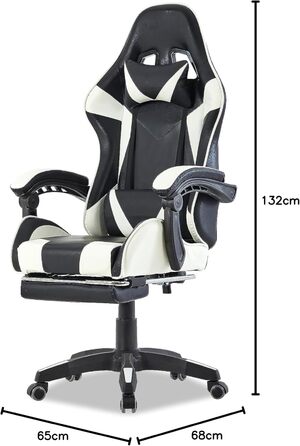 Ігрове крісло Walden Ергономічне офісне крісло Ігрове крісло Спинка сидіння Регульована висота поворотного крісла Гоночне офісне комп&39ютерне ергономічне крісло для відеоігор (біле)