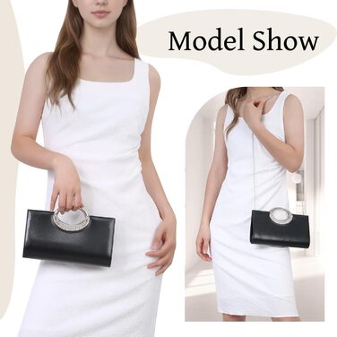 Чорне клатч-зімкнення зі знімним ланцюжком. Елегантна жіноча сумочка для вечірок, весіль, вечер та повсякденного використання.