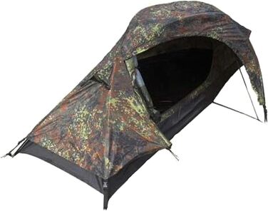 Одномісний намет Mil-Tec Recom (150x250 см) Тунельний намет для 1 особи Ультралегкий, компактний, стійкий до вітру та шторму Намет для трекінгу, кемпінгу, активного відпочинку, походів Одномісний намет у камуфляжному візерунку