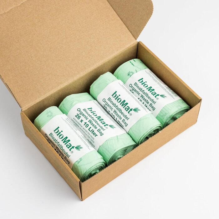 Компостовані пакети для біовідходів bioMat об&39ємом 10 л з ручкою для перенесення, 104 пакети, преміальна якість, сертифіковані DIN, кліматично нейтральні, зроблені в Німеччині