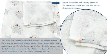 Муслінові серветки Clever Kids упаковка 5 лисичка світло-сіра та зірочки Oeko-TEX подвійне плетіння 70x80 серветки для відрижки (л