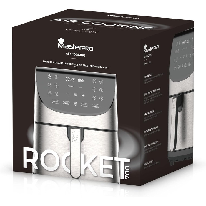 Аерофритюрниця Ємність 7 л і потужність 1700 Вт Світлодіодний сенсорний екран і кошик з антипригарним покриттям Фритюрниця Регульована температура 80-200C, 700