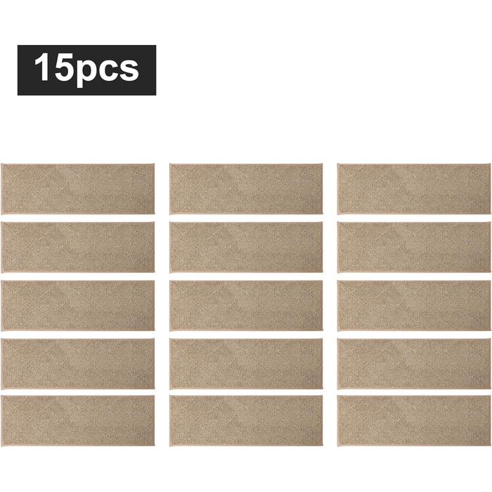 Килимок COSY HOMEER з нековзним покриттям, 71,1 x 22,9 см, Доріжка для дерев&39яних сходів, Окантовка, Килимки для сходів для дітей та собак, 100 поліестер, основа з TPE, 15 шт. , бежевий