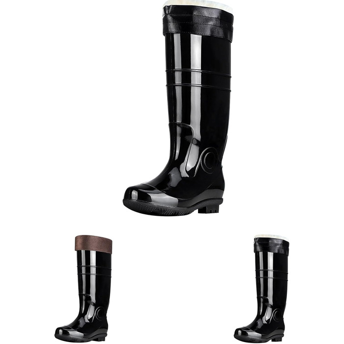 Чоловічі гумові чоботи Wellington до коліна, зимові теплі гумові чоботи з хутряною підкладкою, водонепроникне водне взуття без ковзання, нековзне садове гумове взуття для роботи на свіжому повітрі, риболовлі та подорожей