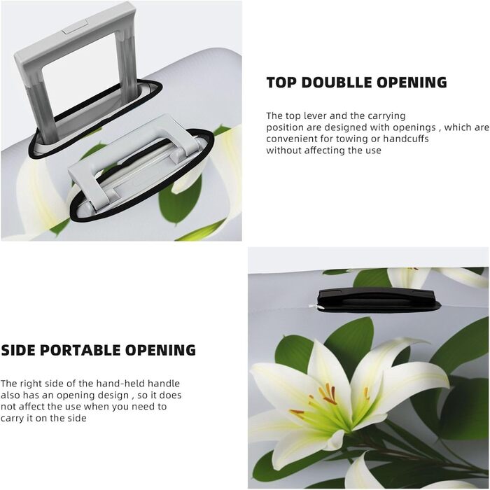 Чохол для валізи Lily Flowers, міцний захист для багажу розміром 45.7-81.3 см, XL, Чорний