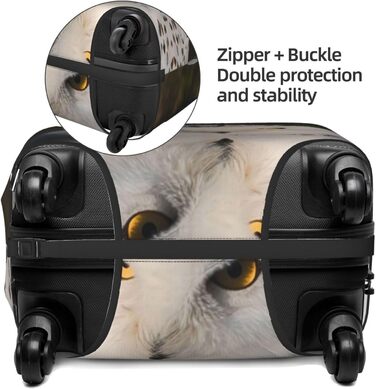 Чохол для валізи Засніжені совині очі з еластичною тканиною, захисний від подряпин та пилу, чорний, розмір 85