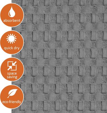 Набір вафельних рушників GILDEN TREE швидкосохнучий тонкий 2 банних рушники 2 рушники для рук 2 фланелі, сучасний стиль (шифер)