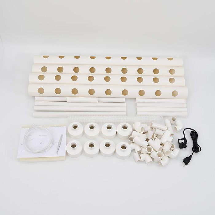 Шаровий набір для гідропонічного вирощування з 36 посадковими місцями, системи вирощування рослин без ґрунту з ПВХ з водяним насосом. Набір для гідропонічного вирощування для вирощування овочів і фруктів на балконах, садах, патіо та подвірях., 1-