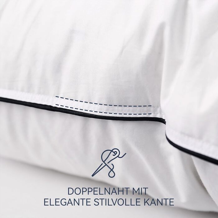 Преміальна подушка 80x80 см, 100 натуральний пух та пір&39я, ергономічно оптимізована 3-камерна подушка для підтримки шиї, подушка середньої жорсткості, медично протестована, сертифікована Oeko-Tex, 80x80 см