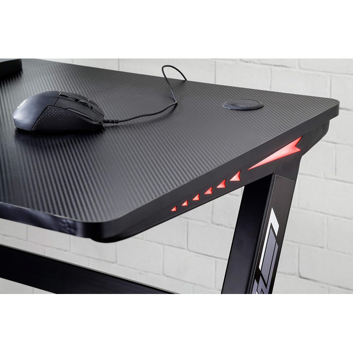 Ігровий стіл із RGB-світлодіодним підсвічуванням, МДФ під карбон, Basic 5