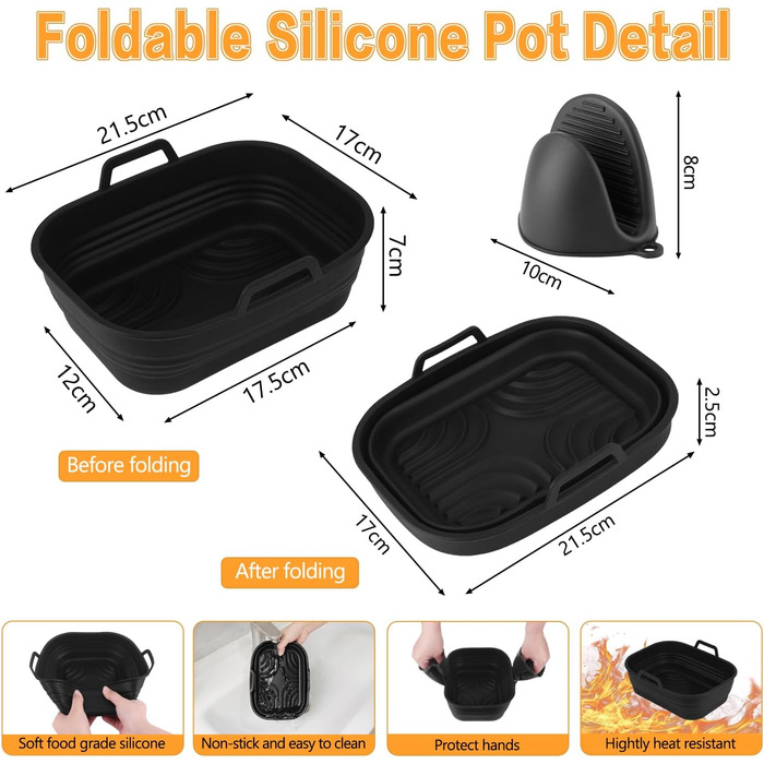 Аксесуари для фритюрниці для ніндзя, аксесуари для фритюрниці для Ninja Foodi AF400EU AF451EU 9.5 л Double Stack XL SL400EU та двозонна фритюрниця з силіконовою формою для фритюрниці, двошаровою решіткою для приготування їжі