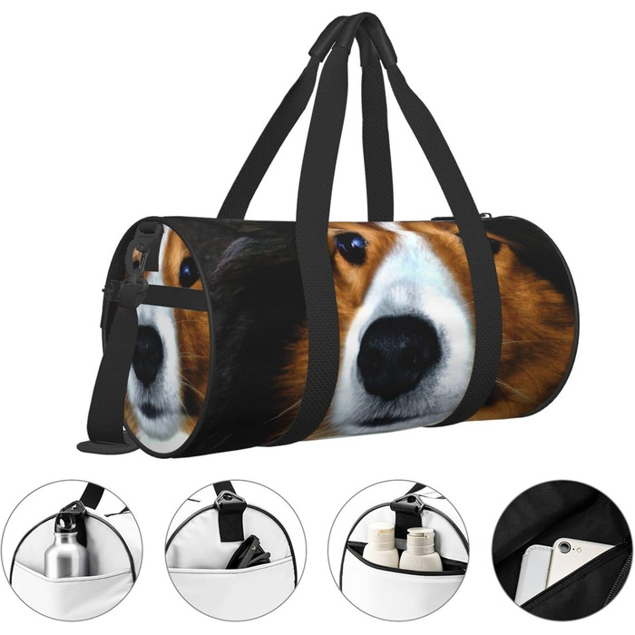 Спортивна сумка для подорожей, малюнок Шетландська вівчарка, Чорна, Універсальний розмір, Дорожня сумка