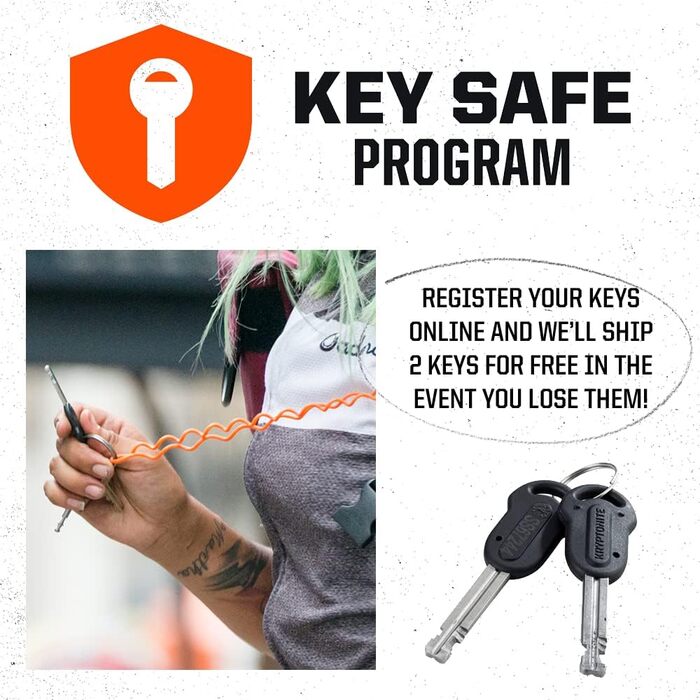 Кабель Kryptonite KRYPTOLOK STD із застібкою Kryptoflex зі шнуром, чорний/сріблястий/помаранчевий, один розмір