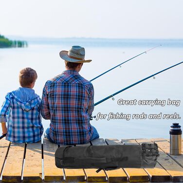 Сумка для вудилищ SANON, сумка для риболовлі з тканини Oxford Сумка для вудок, сумка для вудок, сумки для рибальських аксесуарів, сумка для вудок великої ємності, чорна, середня