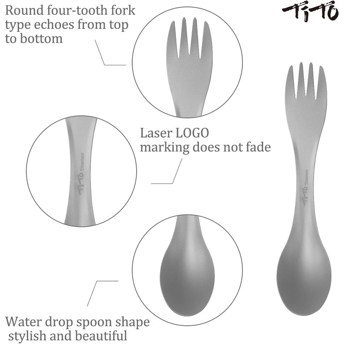 В-1 ложка-виделка, 2-в-1, легкі столові прибори для кемпінгу, подорожей, походів та пікніків на свіжому повітрі, 2 предмети (2-в-1) 2-в-1, 2-в-1, упаковка з 2 шт., 2-