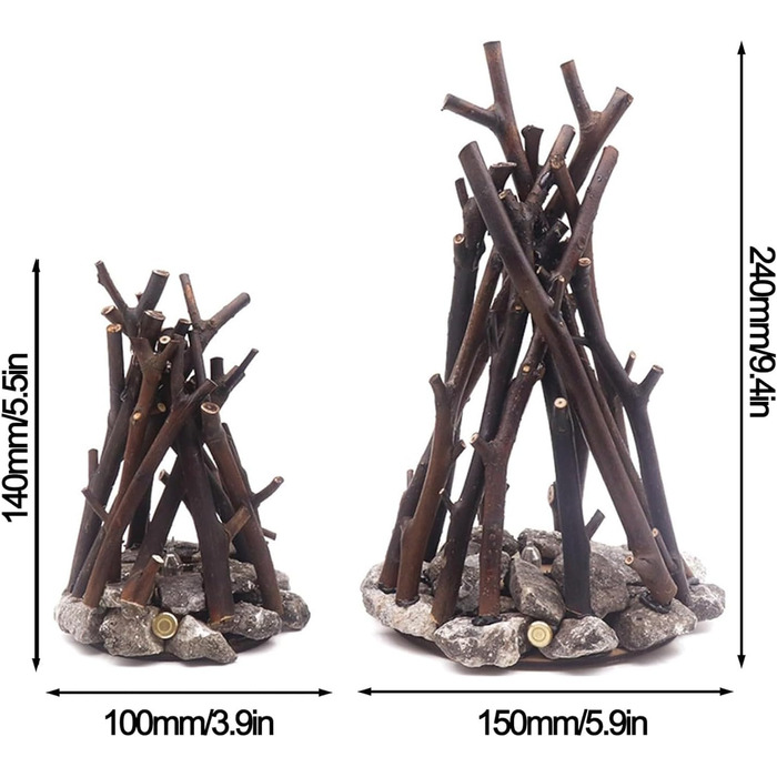 Лампа для вогнища на батарейках з підсвічуванням кам&39яної основи, реалістичний скрипучий звук, 3 регульовані режими освітлення, портативна лампа зі штучним полум&39ям з природним виглядом