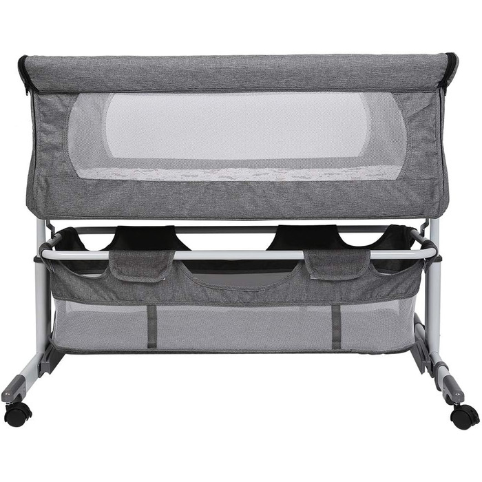 Дитяче ліжечко-тумбочка та окремостояче ліжечко, дитяче ліжечко-тумбочка для звичайних ліжок та ліжок з пружинним матрацом та колесами, дитяче ліжко Parents&39 Pride Complete Set (92 58 7090 см (сіро-біле))