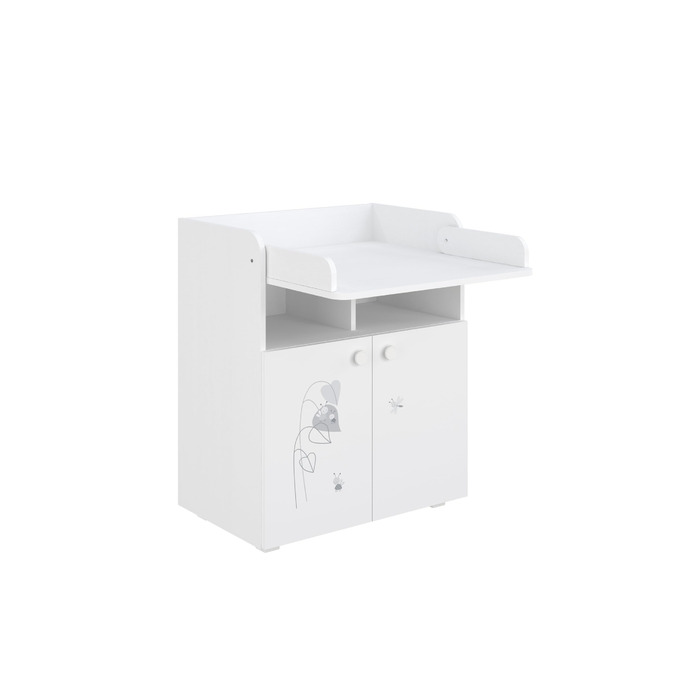 Пеленальний столик Shefa Kids 700 Basic Amis White - Багатофункціональний пеленальний столик зі складною пеленальною поверхнею, 2 дверцятами та відкритим відділенням, 70x47x86 см, дитячий, ергономічний пеленальний столик
