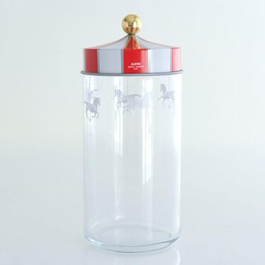 Кухонний контейнер Alessi з герметичною кришкою, жерсть, скло, різнокольоровий, 10,5 x 10,5 x 24,5 см