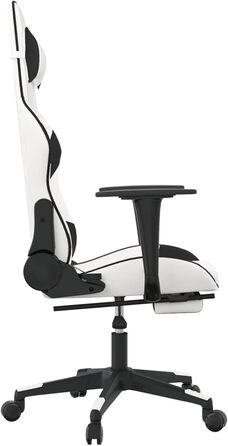 Ігрове крісло з підставкою для ніг, крісло для ПК, ігрове крісло, крісло для геймерів, крісла для ігор, крісла для кабінету, крісло для PlayStation, комп&39ютерне крісло, біла та чорна штучна шкіра