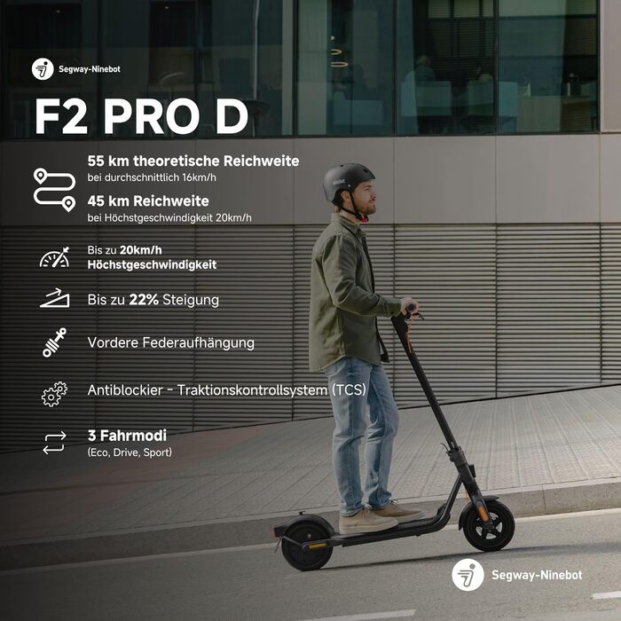 Самокат з дорожніми правами для дорослих, макс. швидкість 20 км/год, запас ходу 55 км, довгий F2 PRO D макс. запас ходу 55 км підв