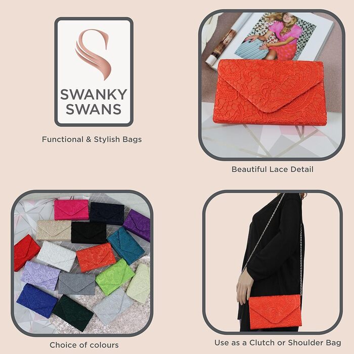Розкішна сумочка-клатч Rachel від SwankySwans, колір кораловий