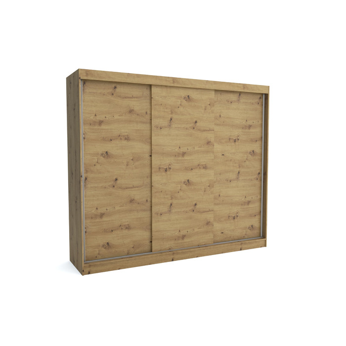 Шафа-купе Brent - Emily з розсувними дверима, шириною 250 см, шафа для спальні з 1 рейкою для одягу та полицями для одягу, шафа Artisan Oak 250 см Artisan Oak
