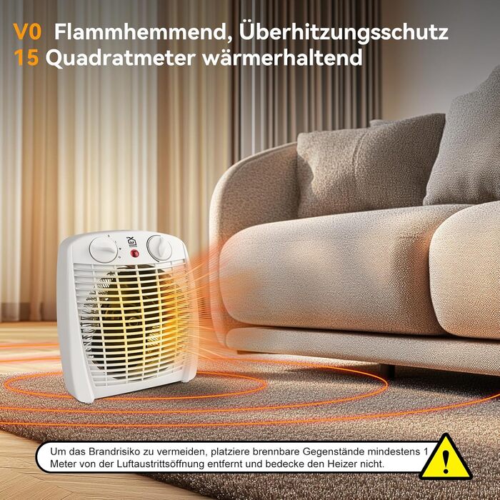 Портативний вентилятор-обігрівач з 3-ступінчастим регулюванням потужності (1000 Вт/2000 Вт/Холодне повітря), портативний тихий електричний обігрівач із захистом від перегріву та перекидання, невеликий обігрівач для спальні, офісу та ванної кімнати