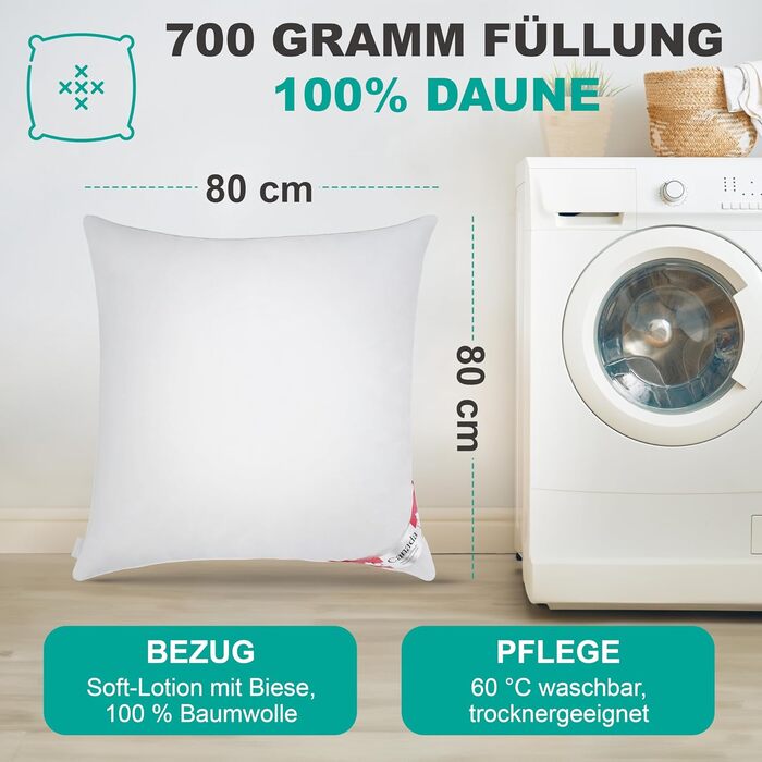 Пропозиція 2 м&39які канадські пухові подушки 700 г м&39який канадський пух 80x80 см, плоскі подушки