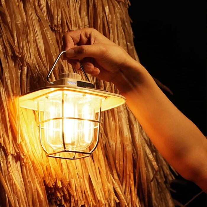 Вінтажний світлодіодний ліхтар для кемпінгу Lixada, водонепроникний, типу C, акумуляторний, для використання на вулиці, для походів, відключення електроенергії, аварійних виходів, для заднього двору, патіо, чорний