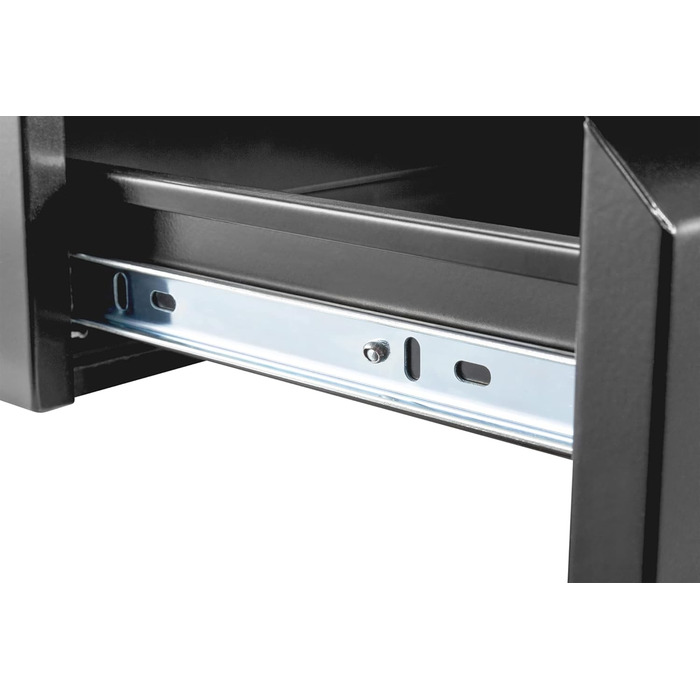 Шухляда під столом - Висувна - Плавний хід - Глибина 48 см - Вантажопідйомність 5 кг - Для монтажу під столами, робочими столами або стільницями - Чорна