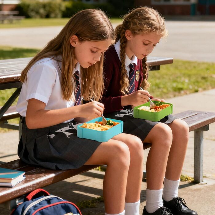 Ланчбокс дитячий з роздільниками 1100 мл - Непротікаючий контейнер для їжі з секціями 3-в-1 для школи - Штабельований бокс для перекусу з кришкою, без BPA, темно-синій