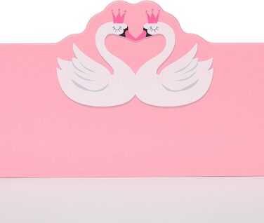 Стіл і стілець Relaxdays для дітей, шухляда і 2 відкритих відділення, мотив лебедя, меблі для дитячої кімнати, рожевий/білий