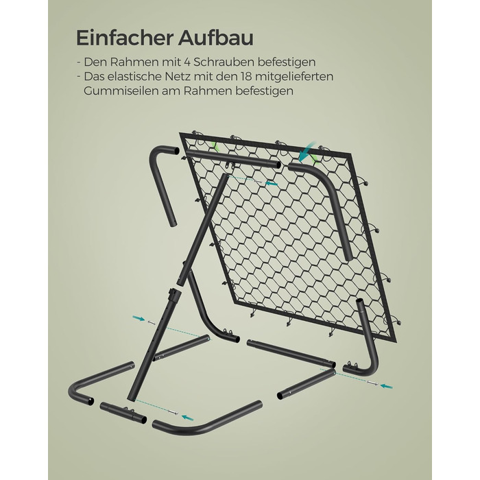 Футбольні ворота-відбивачі, портативні футбольні ворота для дітей, зі сталевою рамою, регульований кут, швидке складання, для саду, парку, пляжу, 84 x 84 см