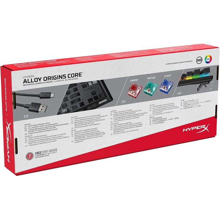 Ядро зі сплаву HyperX - Механічна ігрова клавіатура TKL (без клавіш) - Компактний розмір - Синій колір HyperX - Світлодіодне підсв