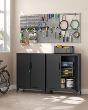 Шафа для документів, Багатоцільова шафа, Офічна шафа з 2 дверима, Шафа, що замикається, Сталева шафа для зберігання, Для кабінету, Вітальня, Матовий чорний OMC013B01 80W см Матовий чорний