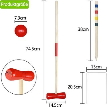 Екологічний набір для крокету без запаху, садовий набір для гри в крокет для 4 гравців, дерев&39яна гра в крокет на свіжому повітрі, підходить для всіх типів людей та будь-яких типів місць.