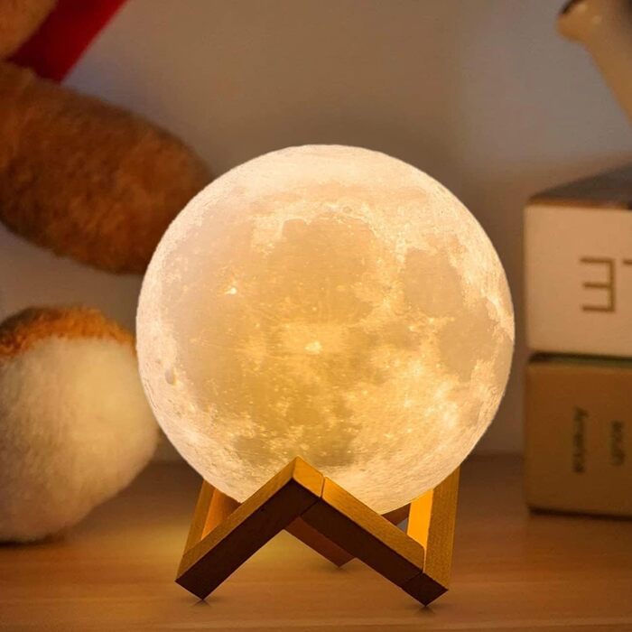 Хлопчики, 2023 Upgrade 3D Moon Light 16 Colours with Wooden Stand Remote/Touch Control and USB Rechargeable Gifts for Women Girls