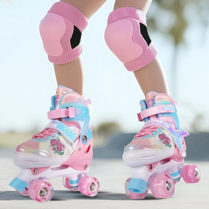 Дитячі роликові ковзани - Регульовані роликові ковзани для дівчаток та хлопчиків, Дихаючі дитячі роликові ковзани, 4 розміри з регулюванням, Дитячі роликові ковзани для дівчаток, хлопчиків, дітей, початківців, для використання в приміщенні та на вулиці, M